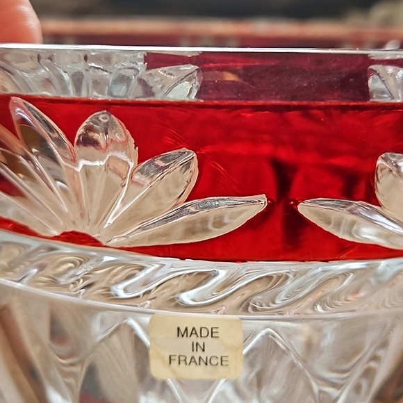 France marked Fan Cut to clear Heavy Lead Crystal Corinth Bowl Fan cut - Picture 8 of 11